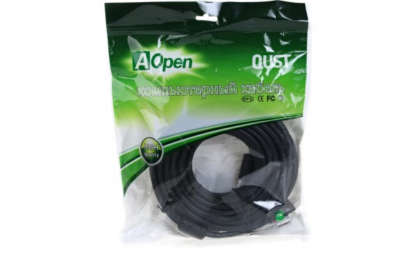 Кабель HDMI AOpen/Qust 19M/M,2 фильтра 1.4V,3D/Ethernet 15m ACG511D-15M