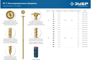 Конструкционные саморезы ЗУБР КС-Т 300x8.0 мм, 50 шт.