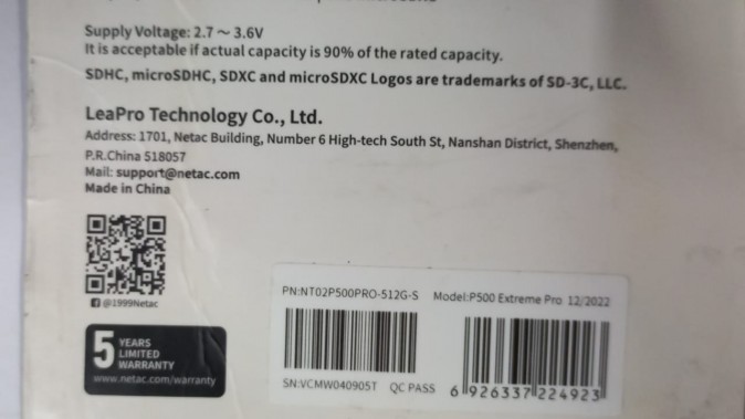 Карта памяти NeTac NT02P500PRO-512G-S P500 Extreme Pro