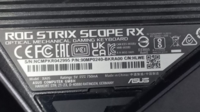 Клавиатура ASUS XA05 ROG Strix Scope RX