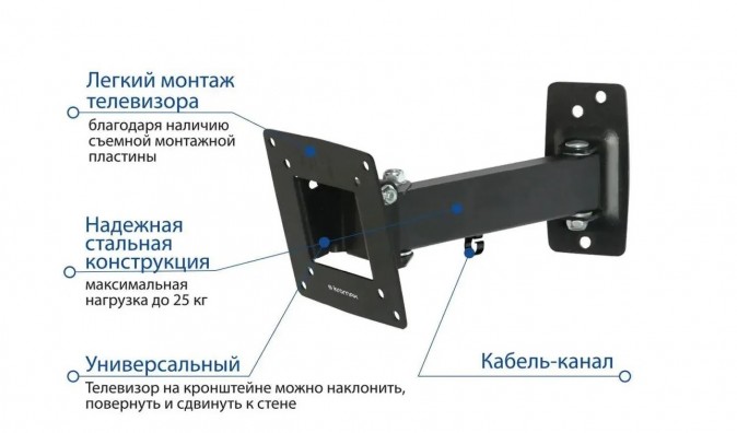 Кронштейн для телевизора Kromax OPTIMA-103 черный 10"-28"