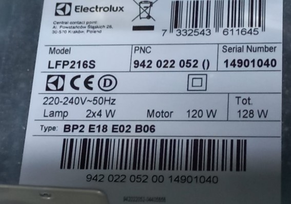 Встраиваемая вытяжка Electrolux LFP216S