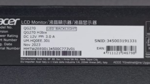 27" Монитор Acer Nitro QG270H3bix