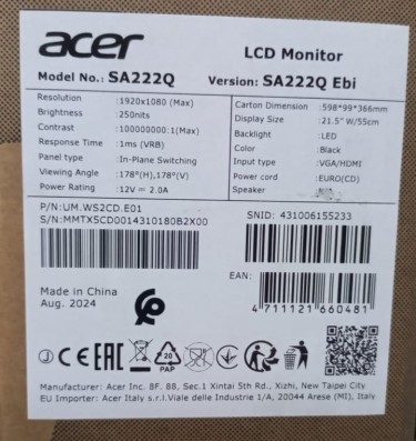 21.45" Монитор Acer SA222QEbi