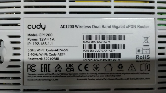 Wi-Fi маршрутизатор (роутер) Cudy GP1200