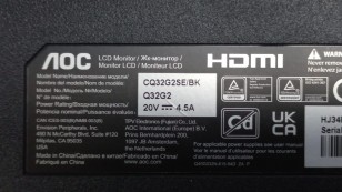 Монитор AOC 31.5" Gaming CQ32G2SE/BK VA 2560x1440 165Hz