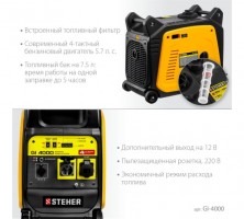 Инверторный генератор Steher  GI-4000 3500 Вт