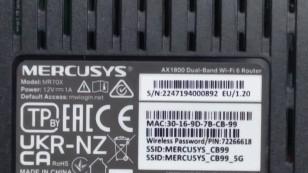 MERCUSYS Маршрутизатор MR70X AX1800 Двухдиапазонный Wi-Fi 6 роутер