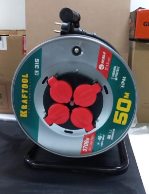 К-315 удлинитель на катушке KRAFTOOL , 50 м, 3700 Вт, 4 гнезда, IP44, КГ 3x1,5 кв мм