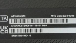 Ноутбук ACER Aspire 3 15.6 A315-59-39S9 QWERTY Silver (NX.K6TEM.004 W) ПИ
