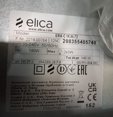Вытяжка встраиваемая Elica Era C IX/A/72