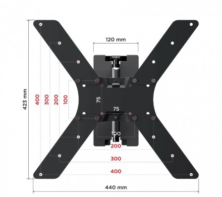 Кронштейн для телевизора Holder LCD-5566-B черный 32"-55" макс.45кг настенный поворотно-выдвижной